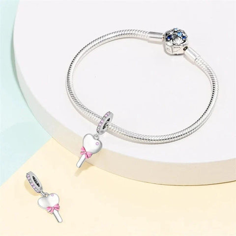 jewlouli barbie heart key dangle pandora charm jewelry fits pandora bracelet