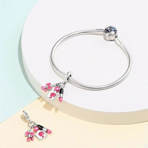 Fun Makeup Charm with Lipstick and Perfume Bottle - Fits pandora Bracelet