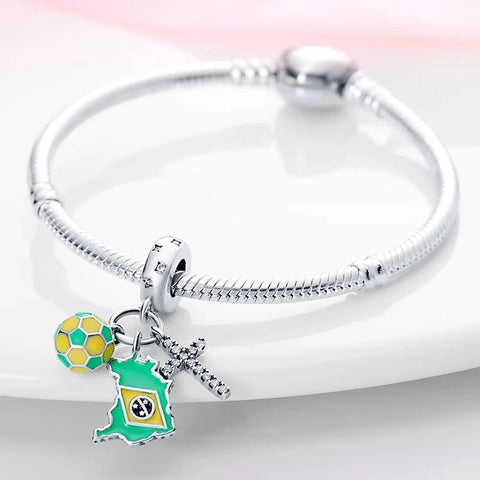 Brazil Flag Charm - Fits pandora Bracelet