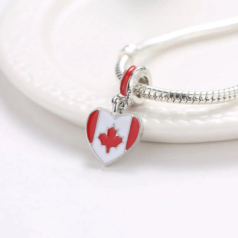 Canada Heart Flag Dangle Charm - Canada Heart Flag Dangle Charm