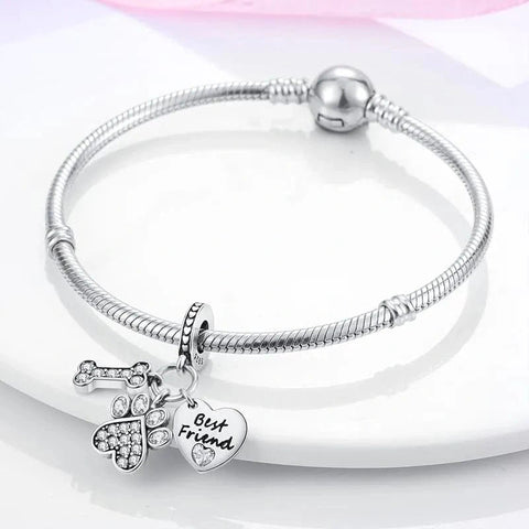 Best Friend Pet Lovers Sterling Silver Charm