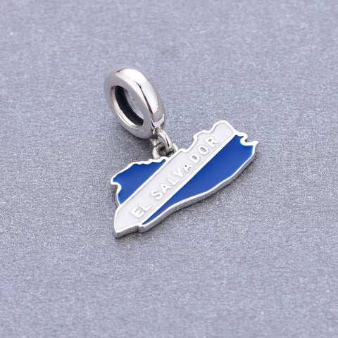 jewlouli el-salvador-map-dangle-pandora-charm-jewelry fits pandora bracelet