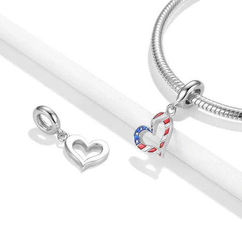 Heart of America Flag Dangle Charm - Heart of America Flag Dangle Charm