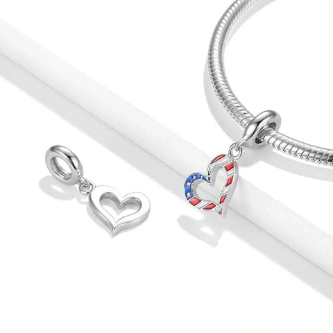 jewlouli heart-of-america-flag-dangle-pandora-charm-jewelry fits pandora bracelet