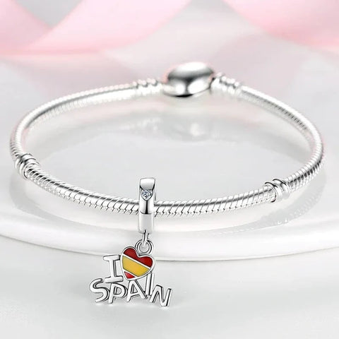 jewlouli i-love-spain-dangle-pandora-charm-jewelry fits pandora bracelet