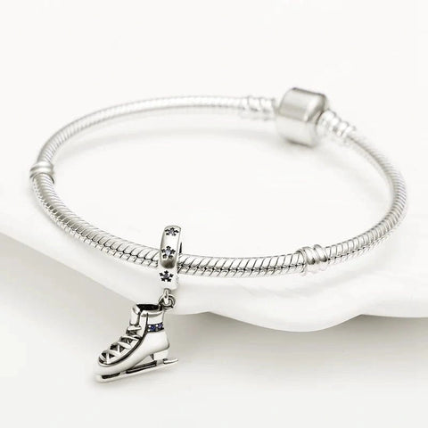 Sterling Silver Ice Skate Charm - Fits pandora Bracelet