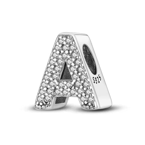 Sparkling Letter A-Z Alphabet Charm - Fits pandora Bracelet