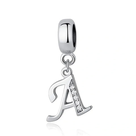 Elegant Cursive Letter A-Z Alphabet Charm - Fits pandora Bracelet