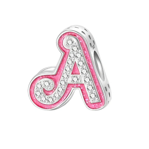 jewlouli pink-letter-az-alphabet-pandora-charm-jewelry fits pandora bracelet