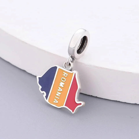Romania Map Dangle Charm - Romania Map Dangle Charm