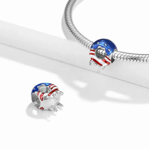 jewlouli usa-flag-dripping-donut-pandora-charm-jewelry fits pandora bracelet