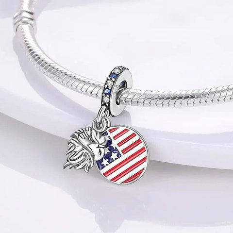 USA Flag Eagle Dangle Charm - USA Flag Eagle Dangle Charm