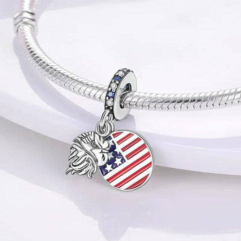 jewlouli usa-flag-eagle-dangle-pandora-charm-jewelry fits pandora bracelet