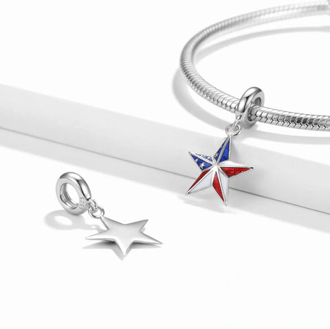 jewlouli usa-star-dangle-pandora-charm-jewelry fits pandora bracelet