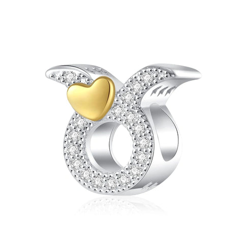 Gold Heart & Pav? Crystals Astrology Signs Zodiac Constellation Charms - Fits pandora Bracelet