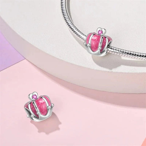 Sterling Silver Pink Crown Charm - Sterling Silver Pink Crown Charm