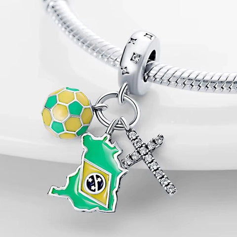Brazil Flag Charm - Fits pandora Bracelet