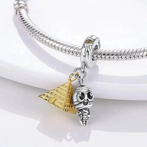 Mummy and Pyramid Dangle Charm