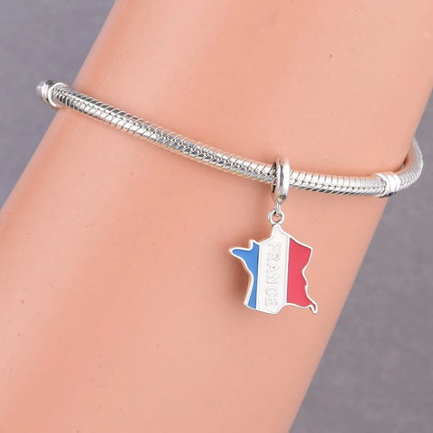 jewlouli france-map-dangle-pandora-charm-jewelry fits pandora bracelet
