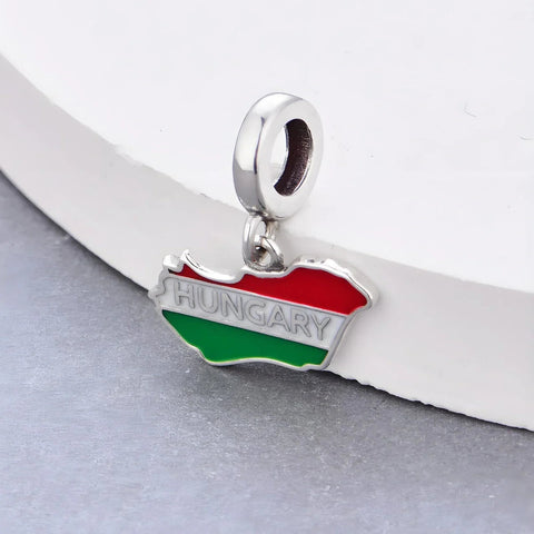 Hungary Map Dangle Charm - Hungary Map Dangle Charm