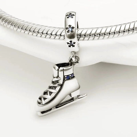 Sterling Silver Ice Skate Charm - Fits pandora Bracelet