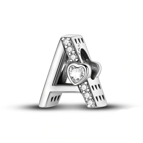 Sparkling Heart Letter A-Z Alphabet Charm - Sparkling Heart Letter A-Z Alphabet Charm