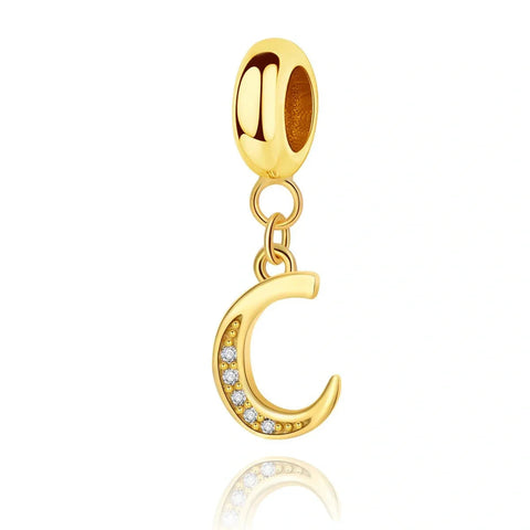 Gold Initial Letter A-Z Alphabet Dangle Charms - Fits pandora Bracelet