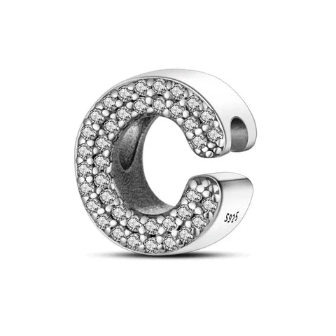 Sparkling Letter A-Z Alphabet Charm - Fits pandora Bracelet