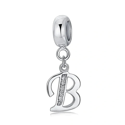 Elegant Cursive Letter A-Z Alphabet Charm - Fits pandora Bracelet
