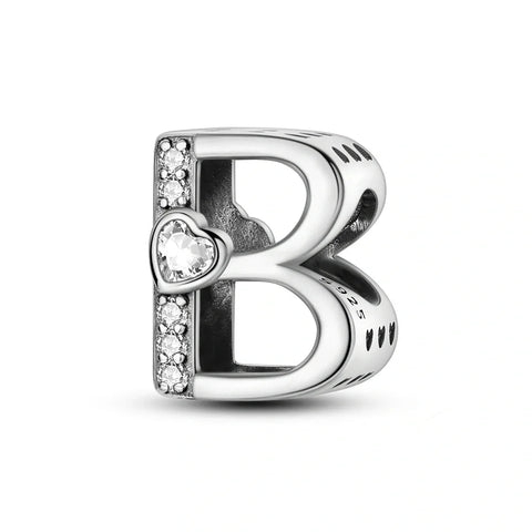Sparkling Heart Letter A-Z Alphabet Charm - Sparkling Heart Letter A-Z Alphabet Charm