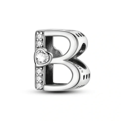 jewlouli sparkling-heart-letter-az-alphabet-pandora-charm-jewelry fits pandora bracelet