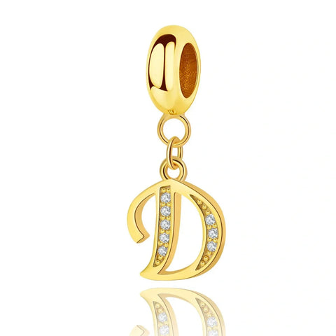 Gold Initial Letter A-Z Alphabet Dangle Charms - Gold Initial Letter A-Z Alphabet Dangle Charms - Fits pandora Bracelet