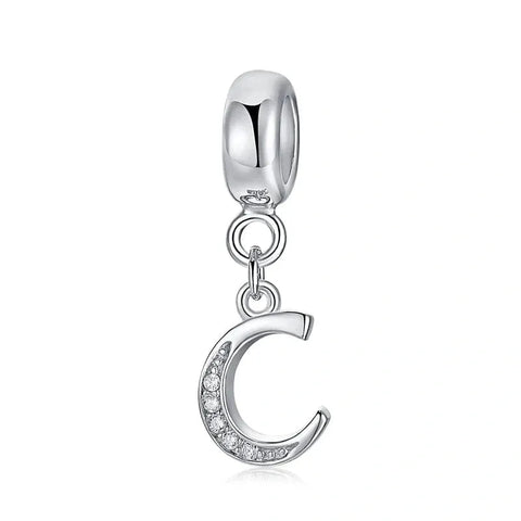 Elegant Cursive Letter A-Z Alphabet Charm - Fits pandora Bracelet