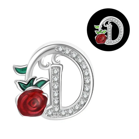 jewlouli luminous-rose-letter-az-alphabet-pandora-charm-jewelry fits pandora bracelet