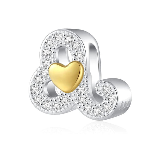 Gold Heart & Pav? Crystals Astrology Signs Zodiac Constellation Charms - Fits pandora Bracelet