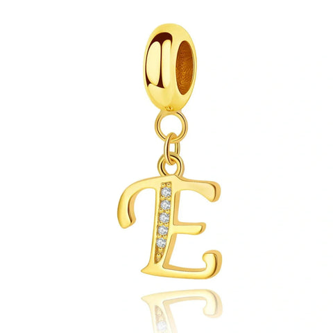 Gold Initial Letter A-Z Alphabet Dangle Charms - Gold Initial Letter A-Z Alphabet Dangle Charms - Fits pandora Bracelet