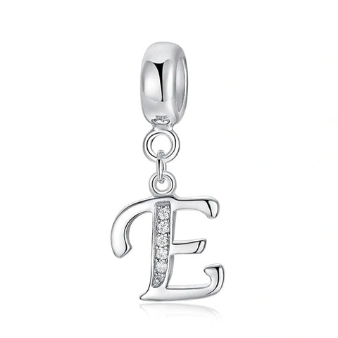 Elegant Cursive Letter A-Z Alphabet Charm - Fits pandora Bracelet