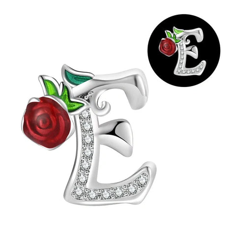 jewlouli luminous-rose-letter-az-alphabet-pandora-charm-jewelry fits pandora bracelet