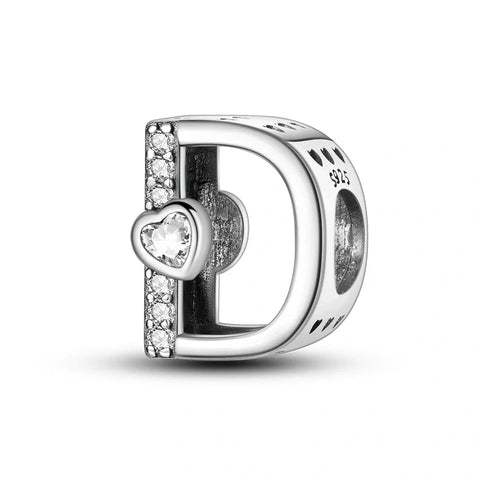 jewlouli sparkling-heart-letter-az-alphabet-pandora-charm-jewelry fits pandora bracelet