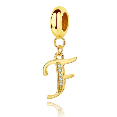 Gold Initial Letter A-Z Alphabet Dangle Charms - Gold Initial Letter A-Z Alphabet Dangle Charms - Fits pandora Bracelet