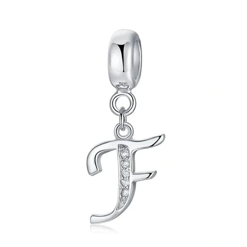Elegant Cursive Letter A-Z Alphabet Charm - Fits pandora Bracelet