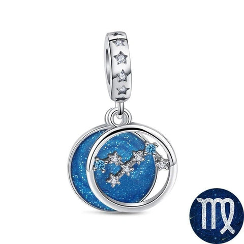 Blue Galaxy Astrology Signs Zodiac Constellation Charms - Fits pandora Bracelet