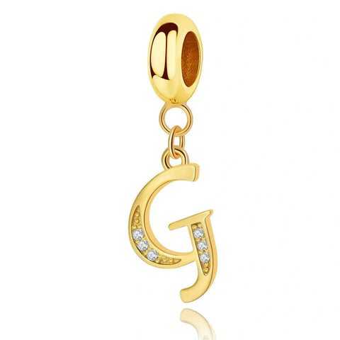 Gold Initial Letter A-Z Alphabet Dangle Charms - Gold Initial Letter A-Z Alphabet Dangle Charms - Fits pandora Bracelet