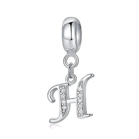 Elegant Cursive Letter A-Z Alphabet Charm - Fits pandora Bracelet