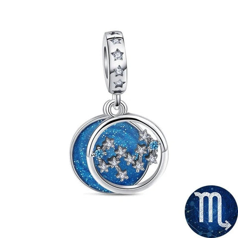 Blue Galaxy Astrology Signs Zodiac Constellation Charms - Fits pandora Bracelet
