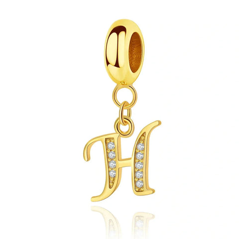 Gold Initial Letter A-Z Alphabet Dangle Charms - Gold Initial Letter A-Z Alphabet Dangle Charms