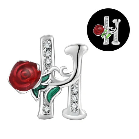 jewlouli luminous-rose-letter-az-alphabet-pandora-charm-jewelry fits pandora bracelet