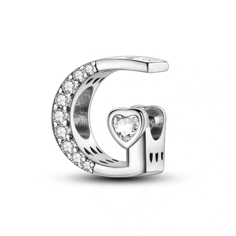 Sparkling Heart Letter A-Z Alphabet Charm