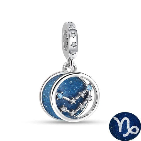 Blue Galaxy Astrology Signs Zodiac Constellation Charms - Fits pandora Bracelet
