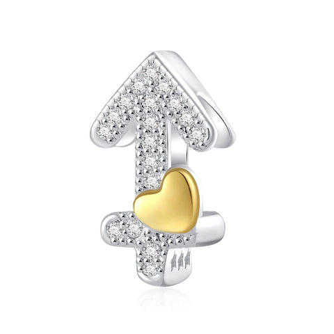 Gold Heart & Pav? Crystals Astrology Signs Zodiac Constellation Charms - Fits pandora Bracelet